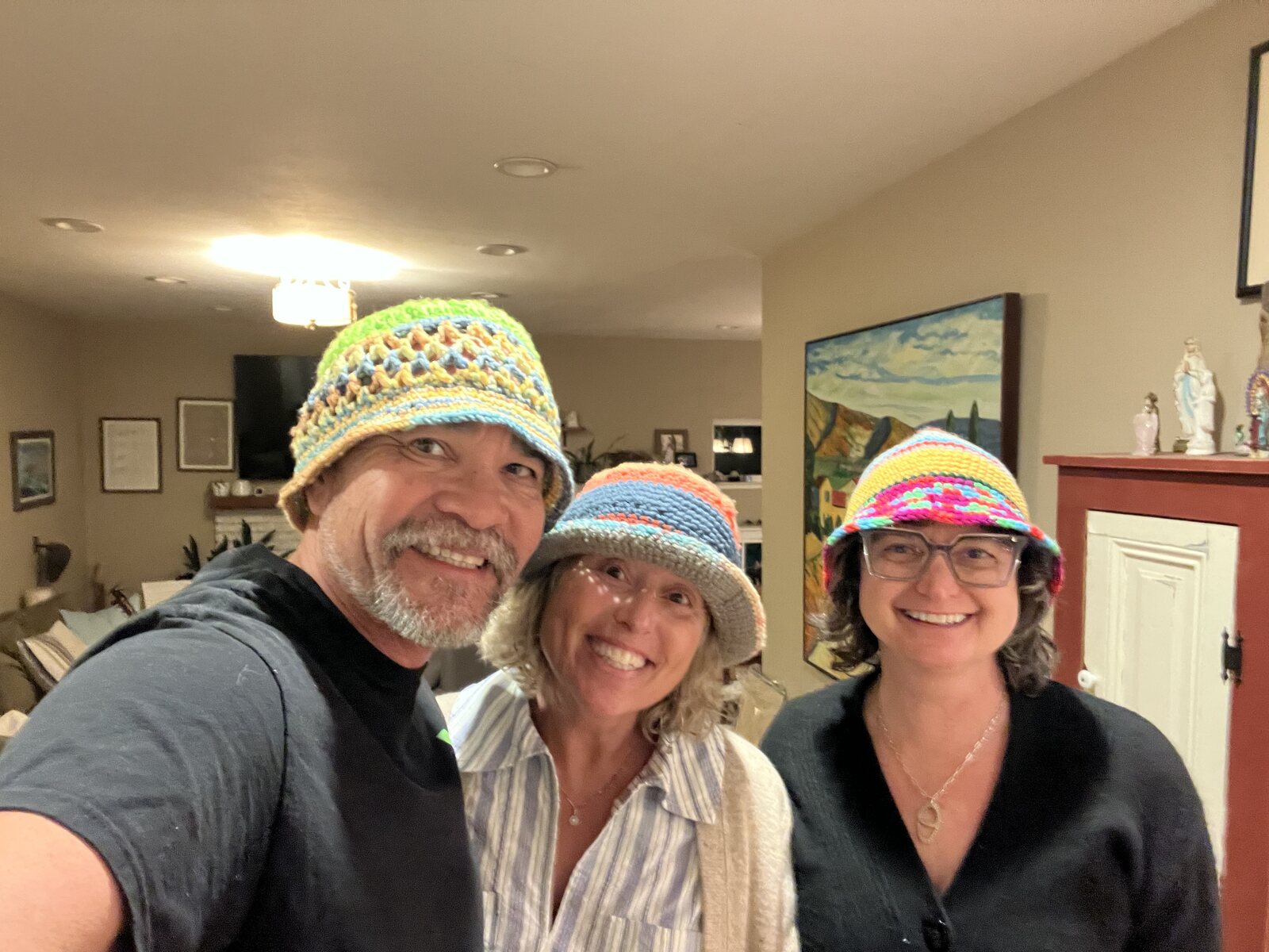 Three of my models together, each in a different hat
